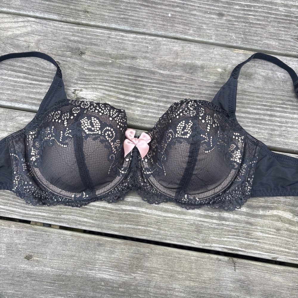 DKNY 34B underwire black lace lined flirty 452174 Bra